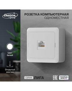 Розетка компьютерная одноместная "Лига", накладная, белая Luazon lighting