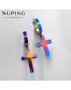 Серьги металл крестик цвет бензин Xuping