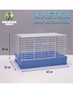 Клетка для кроликов RT-1, 62 х 42 х 39 см, синяя Пижон