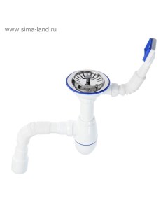 Сифон для мойки B425P, 3 1/2"х40 мм, прямоуг.перелив, пласт.ручка, с гофрой 40/50 мм Unicorn