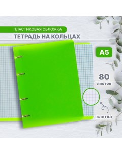 Тетрадь на кольцах A5 80 листов в клетку Салатовая пластиковая обложка блок офсет Calligrata