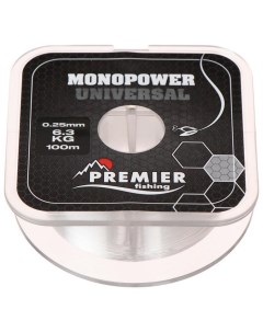 Леска Preмier fishing MONOPOWER Universal, диаметр 0.25 мм, тест 6.3 кг, 100 м, прозрачная Premier fishing