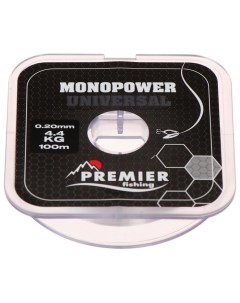 Леска Preмier fishing MONOPOWER Universal, диаметр 0.2 мм, тест 4.4 кг, 100 м, прозрачная Premier fishing