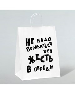 Пакет подарочный с приколами, крафт «Не надо печалиться», белый, 24 х 14 х 28 см Upak land