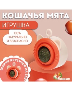 Игрушка для кошек с кошачьей мятой "Вращающийся кот", 6,9 х 5,5 см, оранжевый Пижон