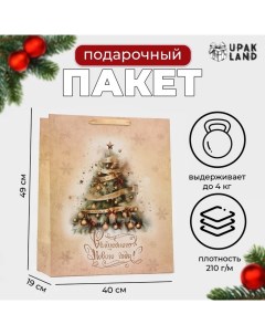 Пакет ламинированный вертикальный "Ёлка", XL 40 ? 49 ? 19 см. Upak land