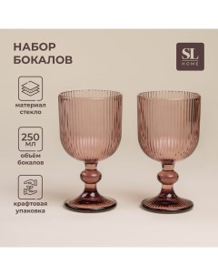 Набор бокалов для вина стеклянный SL Home Модерн 250 мл 8 14 5 см цвет розовый Sima-land home