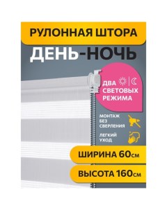 Рулонная штора День ночь Бейс 60x160 см цвет морозный серый Decofest