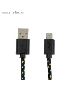 Кабель Defender USB08-03T, USB - microUSB, 1 м, тканевая оплётка, чёрный