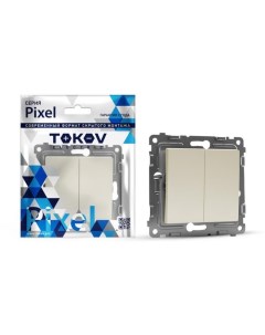 Переключатель проходной Pixel 2 клавиши 10А IP20 бежевый TKE PX P2 C02 1040481 Tokov electric