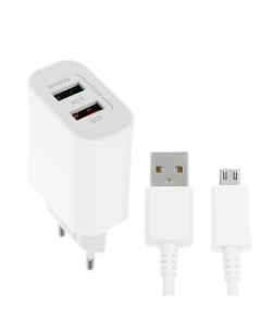 Сетевое зарядное устройство LuazON LCC 96 2 USB 2 A кабель microUSB белое Luazon home