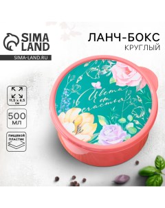 Ланч бокс круглый Цвети от счастья 500 мл Foodvibes