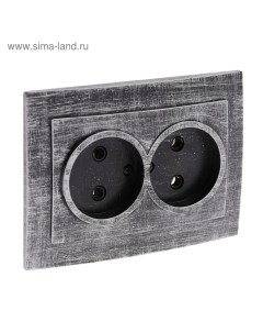 Розетка "" RS 16-237-ЧС, 16 А, 250 В, двухместная, скрытая, без з/к, черная под серебро Элект