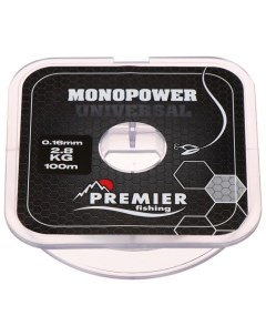 Леска Preмier fishing MONOPOWER Universal, диаметр 0.16 мм, тест 2.8 кг, 100 м, прозрачная Premier fishing