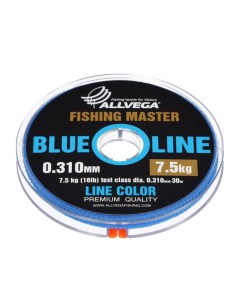 Леска монофильная Fishing Master, диаметр 0.310 мм, тест 7.5 кг, 30 м, голубая Allvega