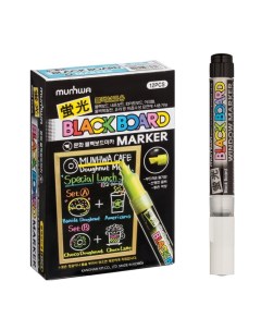 Маркер меловой "Black Board Marker", 3.0 мм, пулевидный, водная основа, белый Munhwa