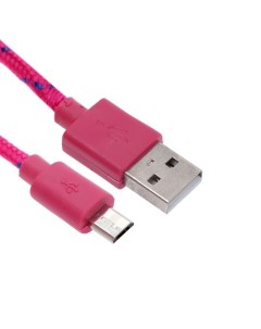 Кабель DCC288 microUSB USB зарядка передача данных 1 м оплетка розовый Oxion