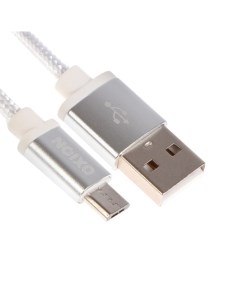 Кабель DCC258 microUSB USB зарядка передача данных 1 3 м оплетка белый Oxion