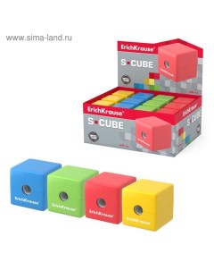 Точилка 1 отверстие с контейнером "S-Cube" с контейнером, МИКС 4 вида Erichkrause