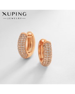 Серьги кольца миледи, белые в золоте d=1.7 см Xuping