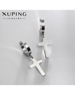 Серьги металл крестик цвет серебро Xuping