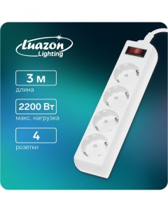 Сетевой фильтр 4 розетки 3 м 2200 Вт 3 х 0 75 мм2 10 А 220 В белый Luazon lighting