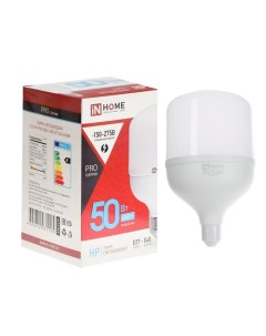 Лампа светодиодная IN HOME LED HP PRO 50 Вт 230 В Е27 E40 6500 К 4750 Лм с адаптером Inhome