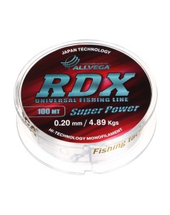 Леска монофильная RDX Universal, диаметр 0.2 мм, тест 4.89 кг, 100 м, прозрачная Allvega