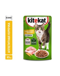 Влажный корм для кошек курица в соусе пауч 85 г Kitekat