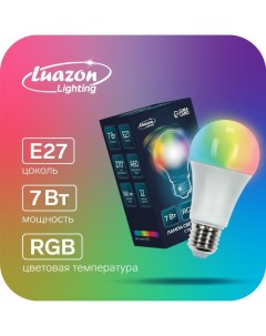 Лампа светодиодная RGB с пультом А60 7 Вт 560 Лм Е27 220 В Luazon lighting