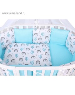 Комплект в кроватку 15 предметов принтy ёжики бязь Amarobaby