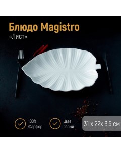 Блюдо фарфоровое Лист Бланш 31 22 3 5 см цвет белый Magistro