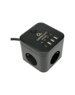 Сетевой фильтр Cube CUBE-3-CU3-B-1.5, 3р, 10А, 1xType-C PD, 3xUSB,1.5м, ур.защ.4+ 1030904 Cablexpert