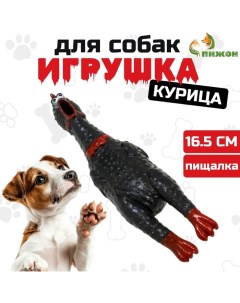 Игрушка пищащая Задумчивая курица малая для собак 16 5 см чёрная Пижон