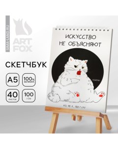 Скетчбук А5, 40 л 100 г/м2 "Кот" Artfox