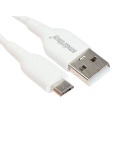 Кабель S25 microUSB USB 3 А 1 м TPE оплетка быстрая зарядка белый Smartbuy