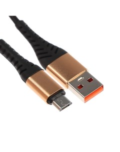 Кабель ONE DEPOT S03, microUSB - USB, 2.4 А, 1 метр, текстильная оплетка,черный No name