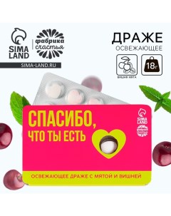 Драже освежающее «Спасибо, что ты есть», со вкусом мяты и вишни, 18 г. Фабрика счастья