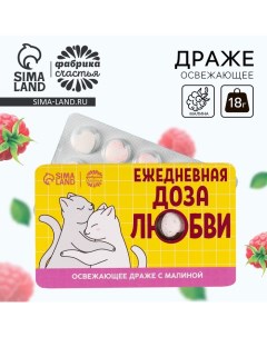 Драже освежающее «Доза любви», со вкусом малины, 18 г. Фабрика счастья