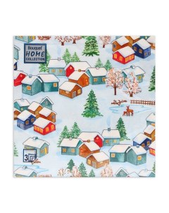 Салфетки бумажные Collection Зимний пейзаж 3 слоя 33х33 20 шт Home