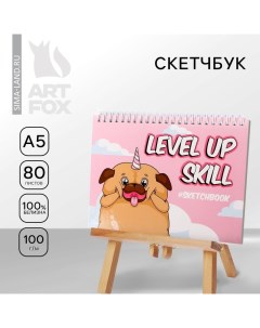 Скетчбук в твердой обложке на гребне А5, 80 л. 100 г/м «Мопс» Artfox