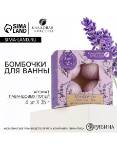 Подарочный набор косметики, бомбочки для ванны 4 х 40 г, аромат лаванды Кладовая красоты