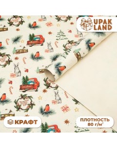 Бумага упаковочная крафт "Волшебного Нового года!", 70 х 100 см,1 лист Upak land