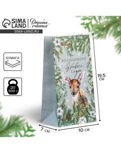 Пакет без ручек «Волшебного Нового года», олень, 10 х 19.5 х 7 см, Новый год Дарите счастье