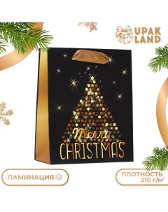 Пакет ламинированный "Золотой Merry Christmas" 11,5 х 14,5 х 6 см Upak land