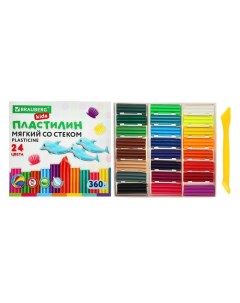 Пластилин мягкий (восковой) 24цв 360гр KIDS Brauberg