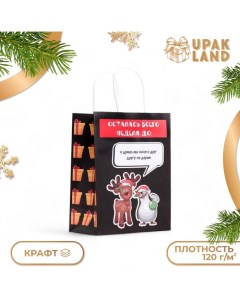 Пакет бумажный подарочный новогодний крафт, "Я думал мы ничего не дарим", 27 х 21 х 11 см. Upak land