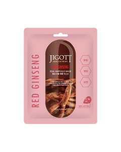 Тканевая маска для лица женьшень RED GINSENG Real Ampoule Mask Jigott