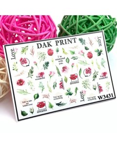 Слайдер-дизайн для ногтей W3431 Dak print