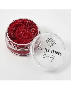 Глиттер Гель Блёстки для глаз лица и тела Красный Поцелуй Glitter things